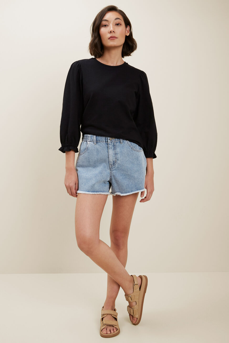 Blouson Sleeve Top  Black