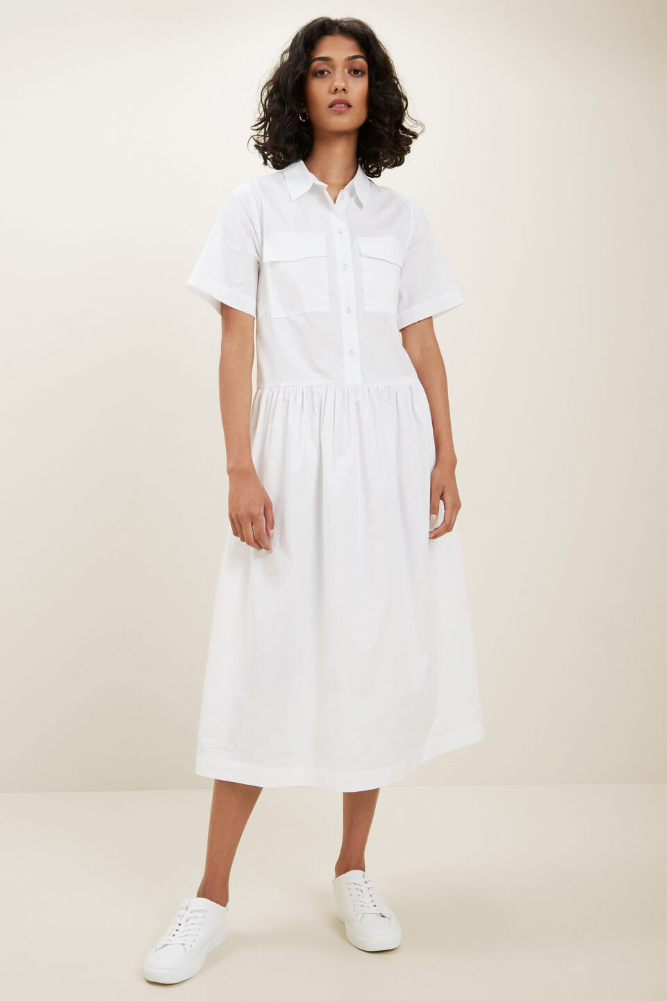 Boxy Shirt Dress  Whisper White