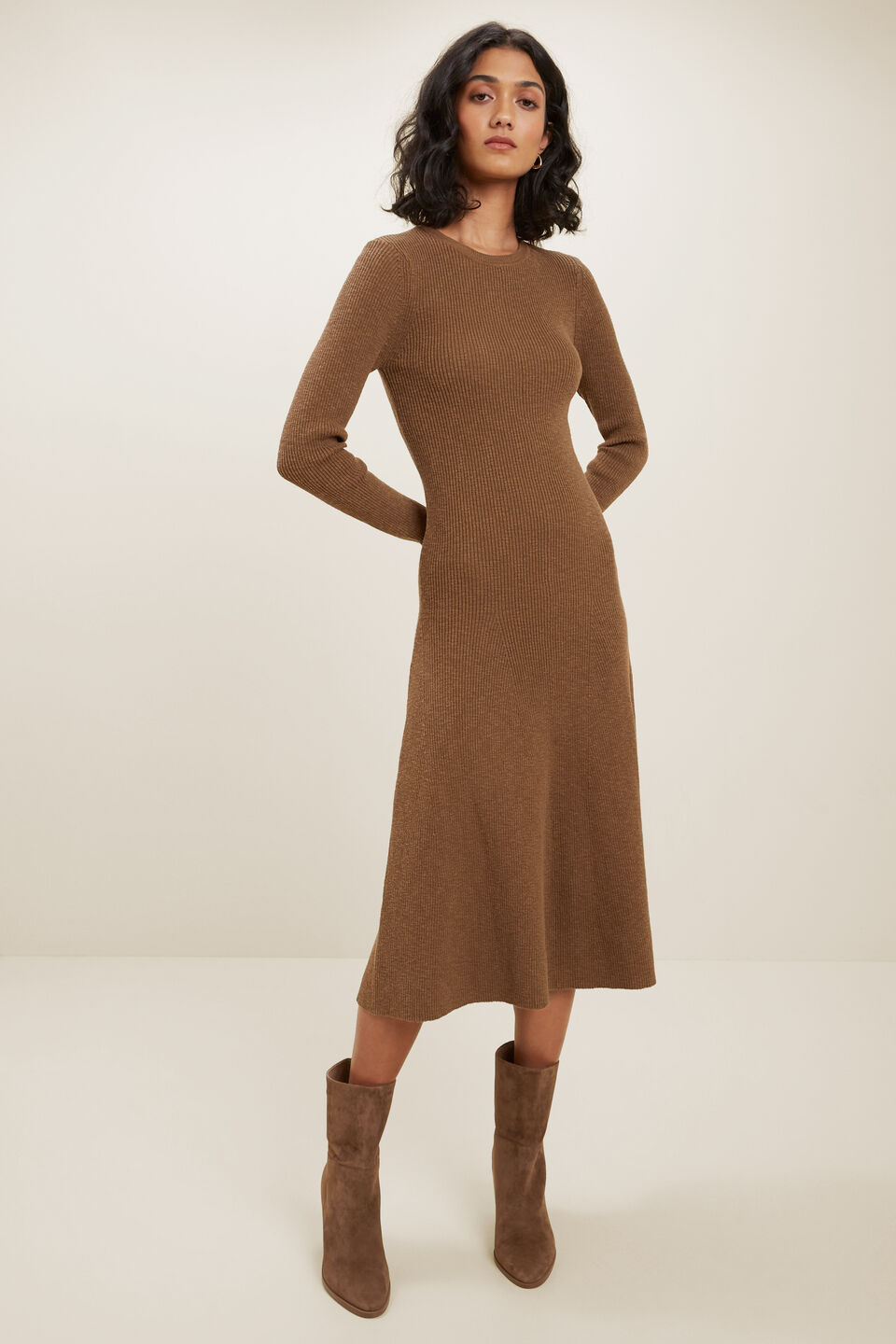 Rib Midi Dress  Molasses