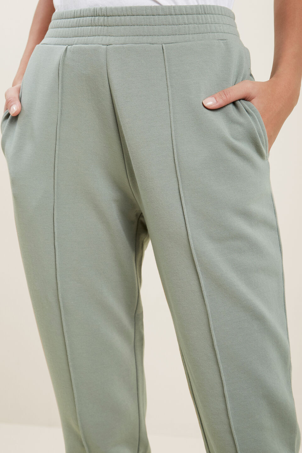 Shirred Terry Jogger  Deep Pine