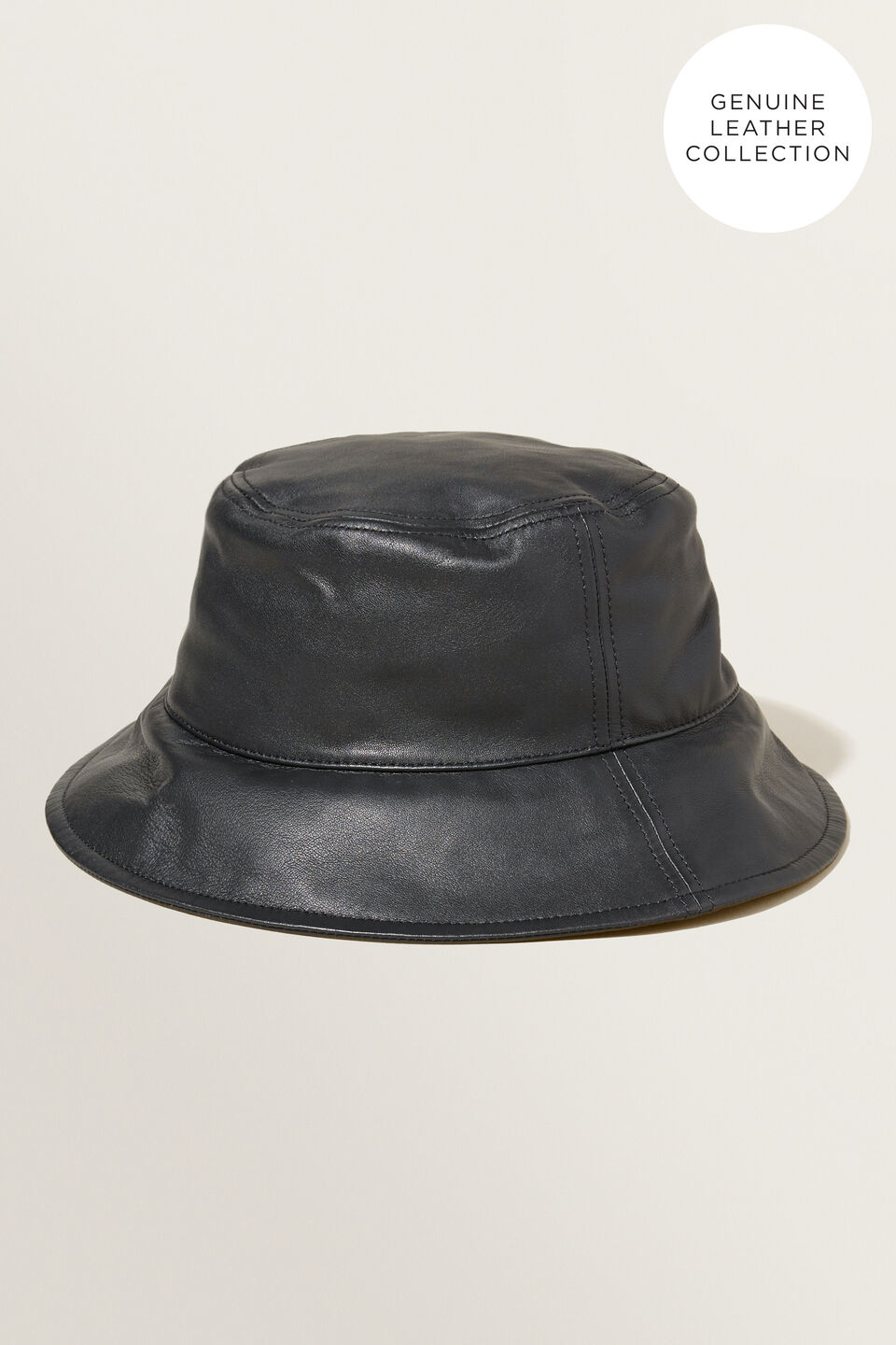 Leather Bucket Hat  Black