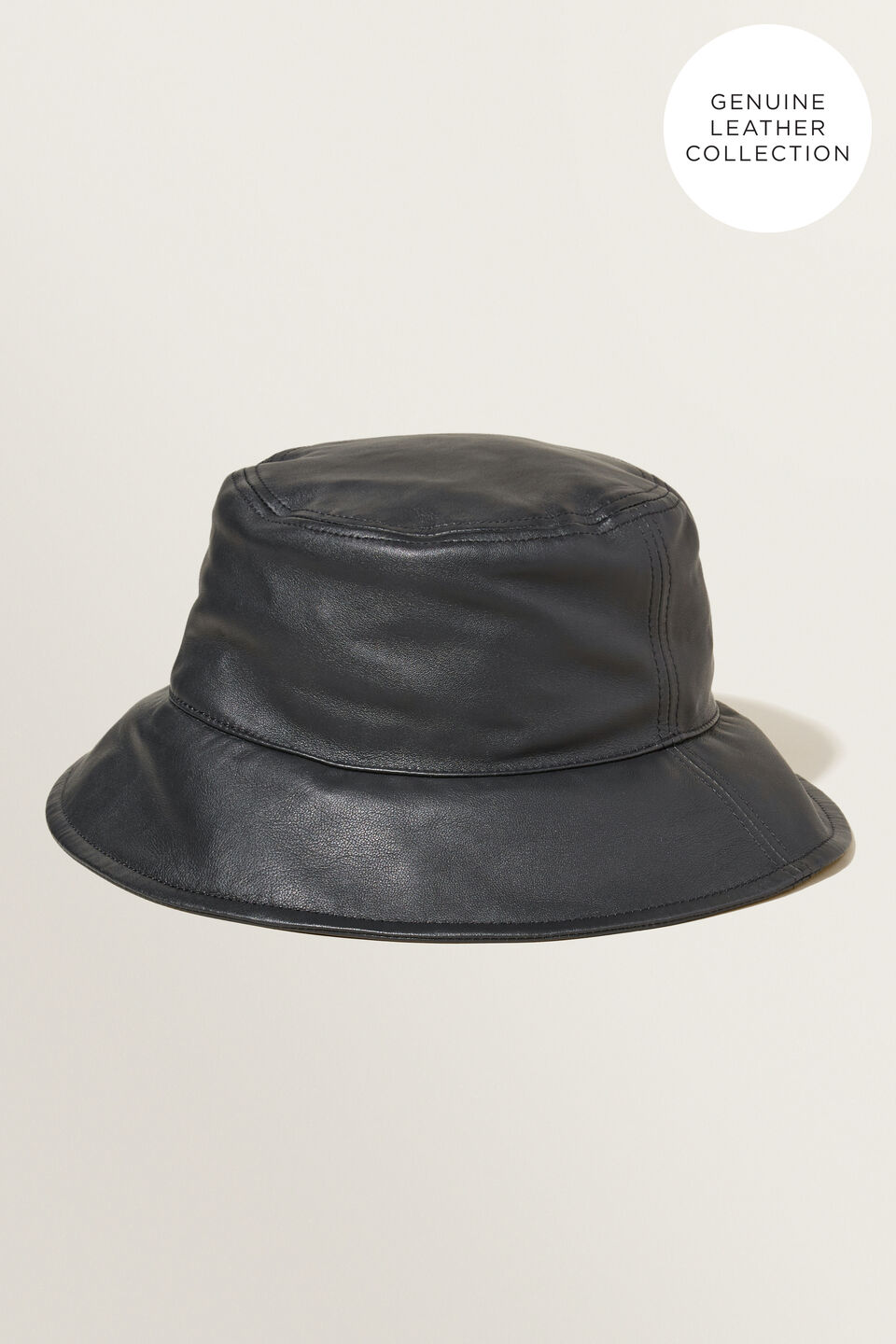 Leather Bucket Hat  Black