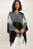 Zip Front Check Poncho  Black Multi  hi-res