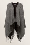 Check Tassel Poncho  Black French Vanilla  hi-res