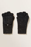 Fleck Knit Fingerless Gloves  Black  hi-res