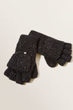 Fleck Knit Fingerless Gloves  Black  hi-res