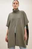 Split Front Poncho  Olive Khaki Marle  hi-res