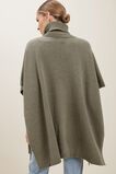 Split Front Poncho  Olive Khaki Marle  hi-res