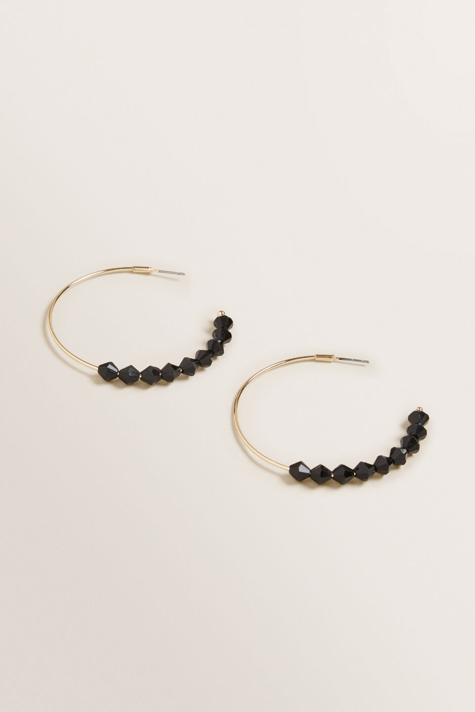 Beaded Hoops  Black