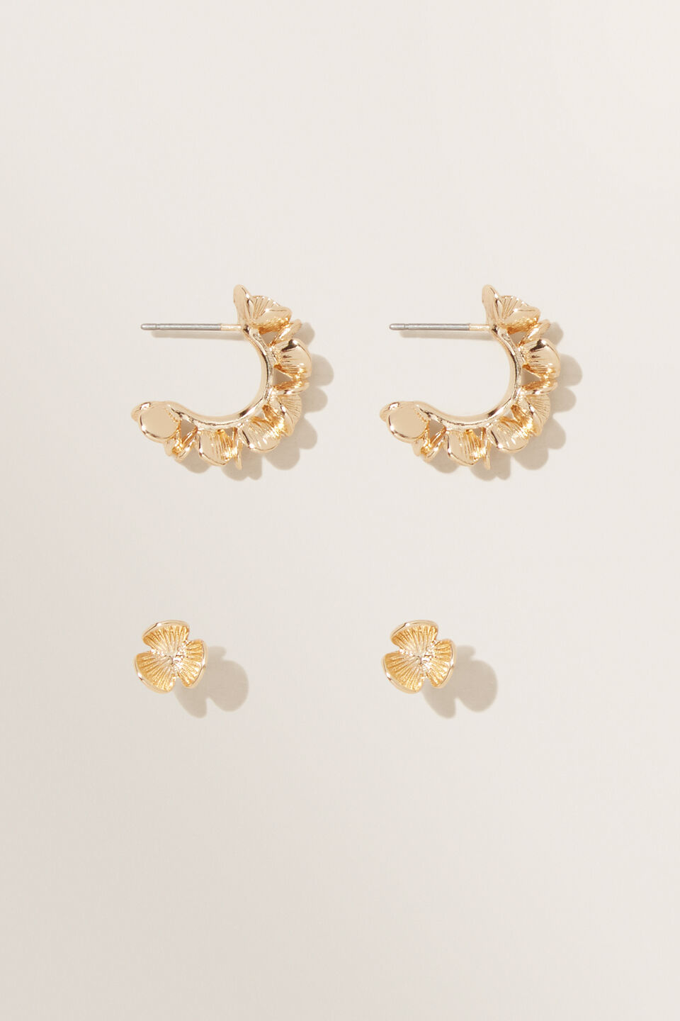 Flower Earring Pack  Gold