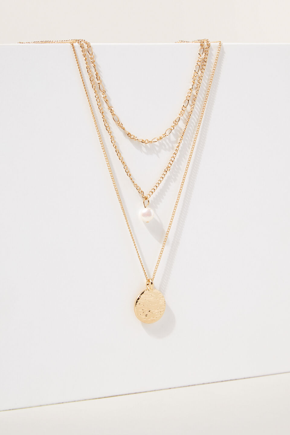 Layered Pearl Necklace  Gold