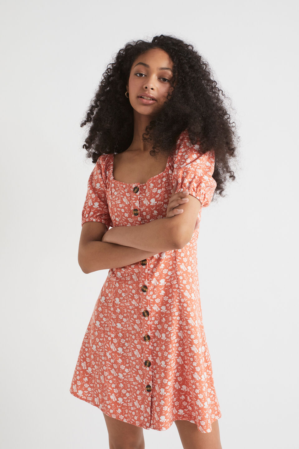 Floral Linen Dress  Ginger Spice