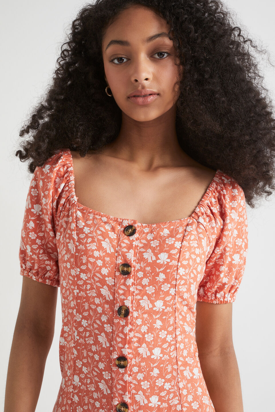 Floral Linen Dress  Ginger Spice