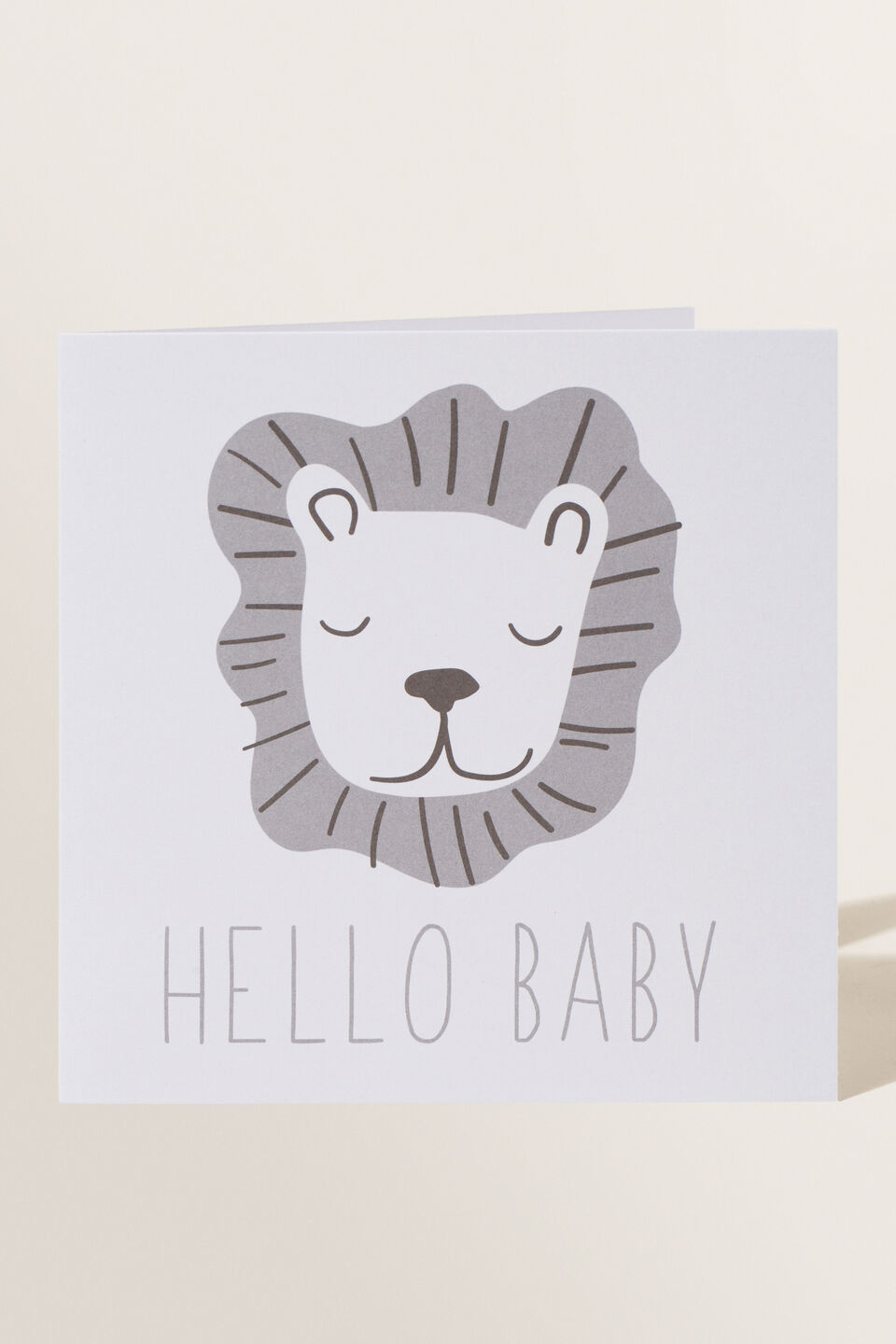 Large Lion Hello Baby Card  Multi