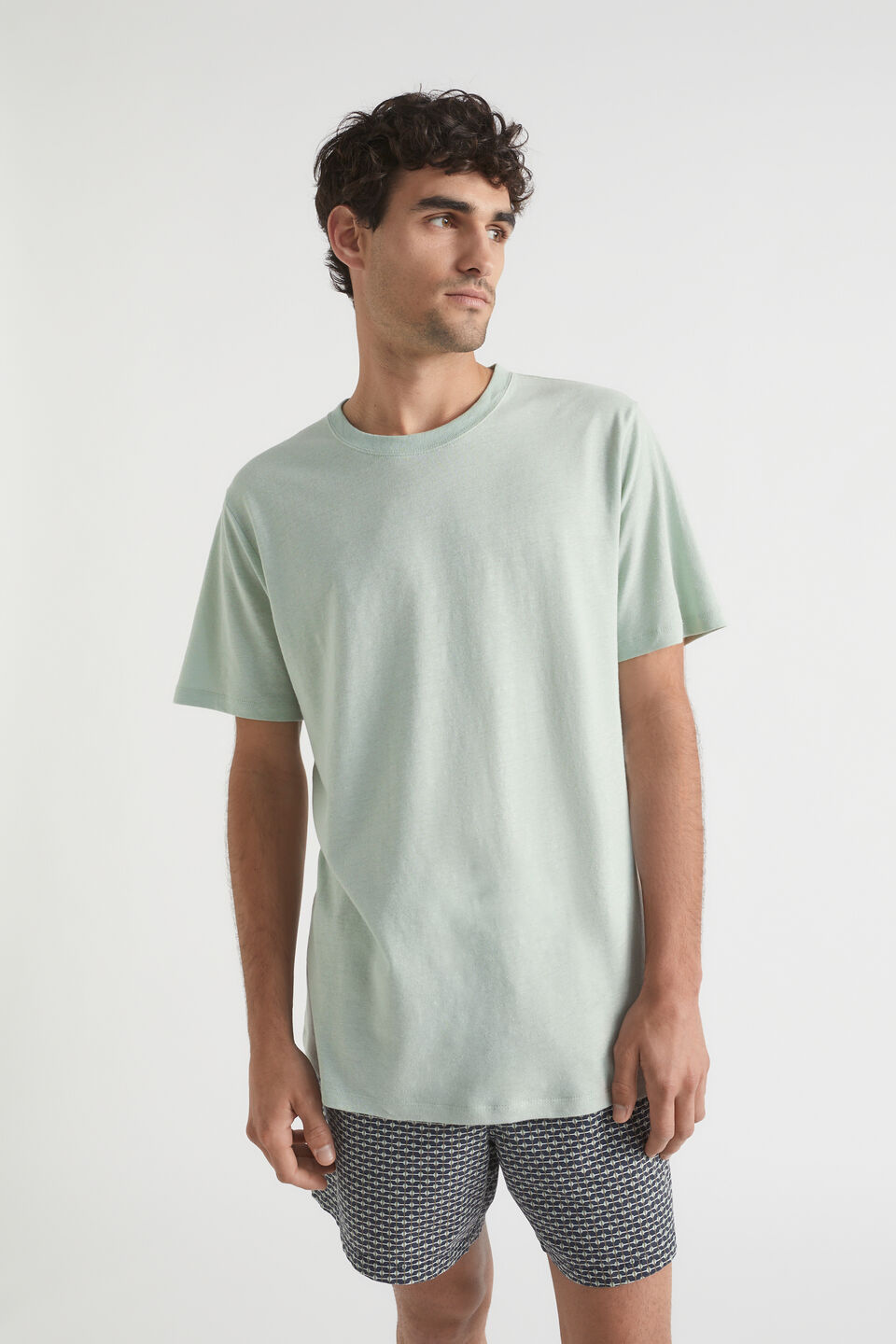 Mens Linen Tee  Sea Mist