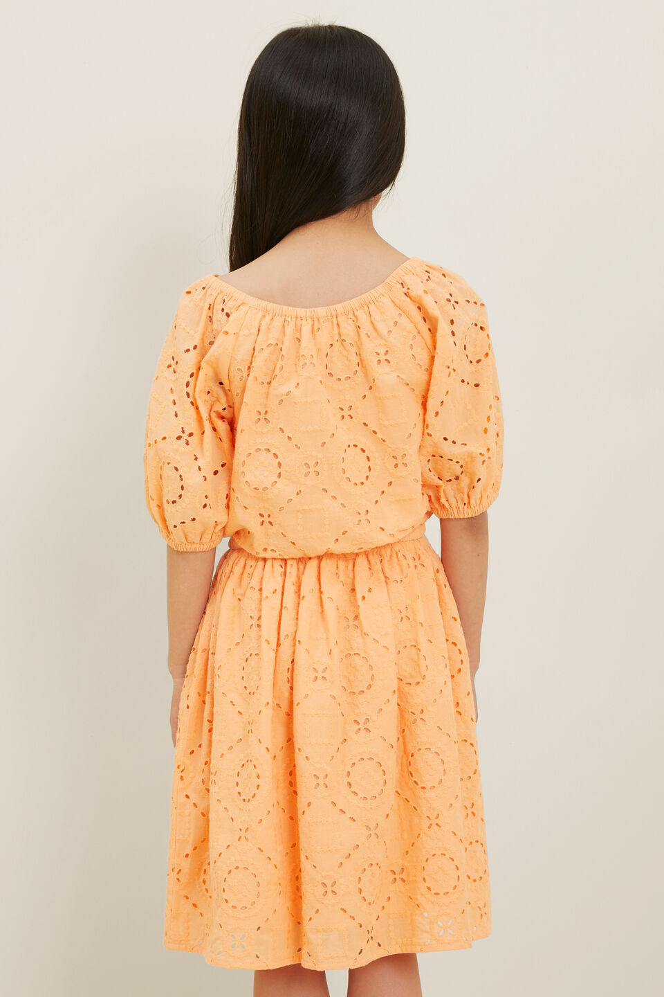 Geo Cutwork Top  Apricot