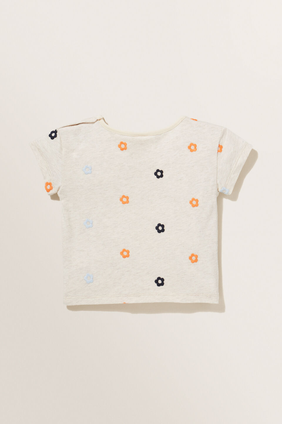 Embroidered Tee  Oat Marle