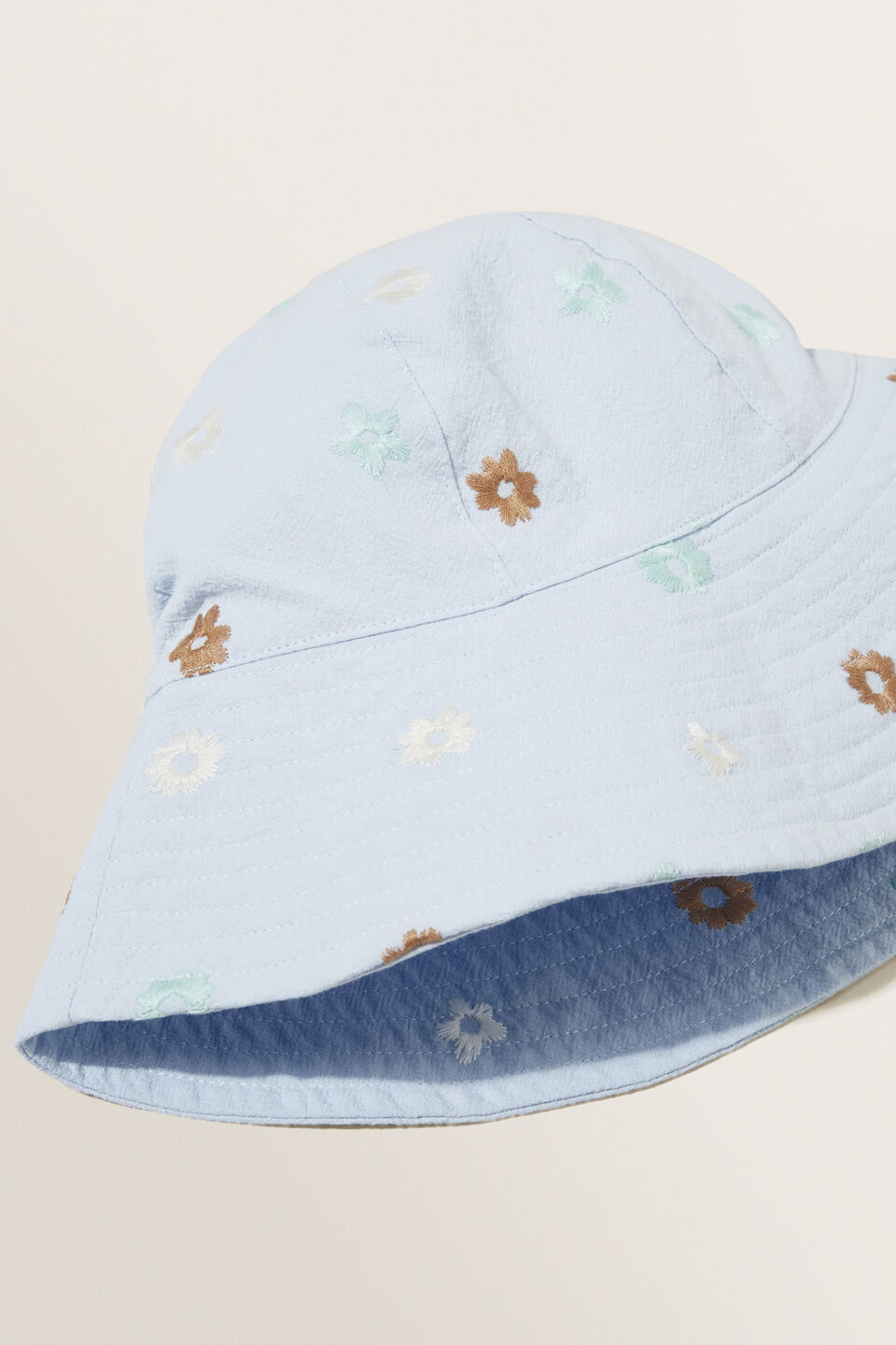 Floral Bucket Hat  Baby Blue