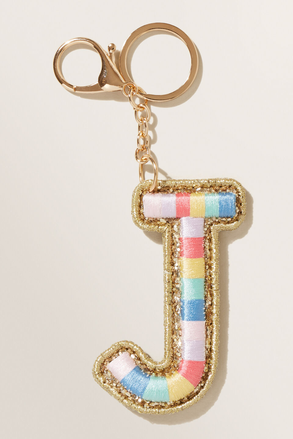 Rainbow Initial Keyring  J