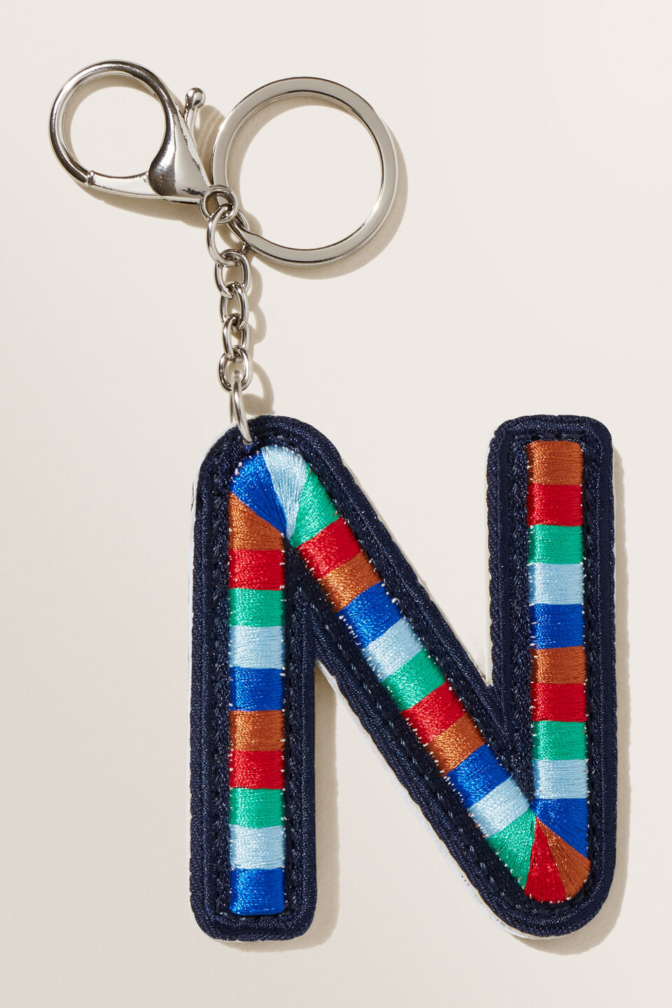 Embroidered Initial Keyring  N