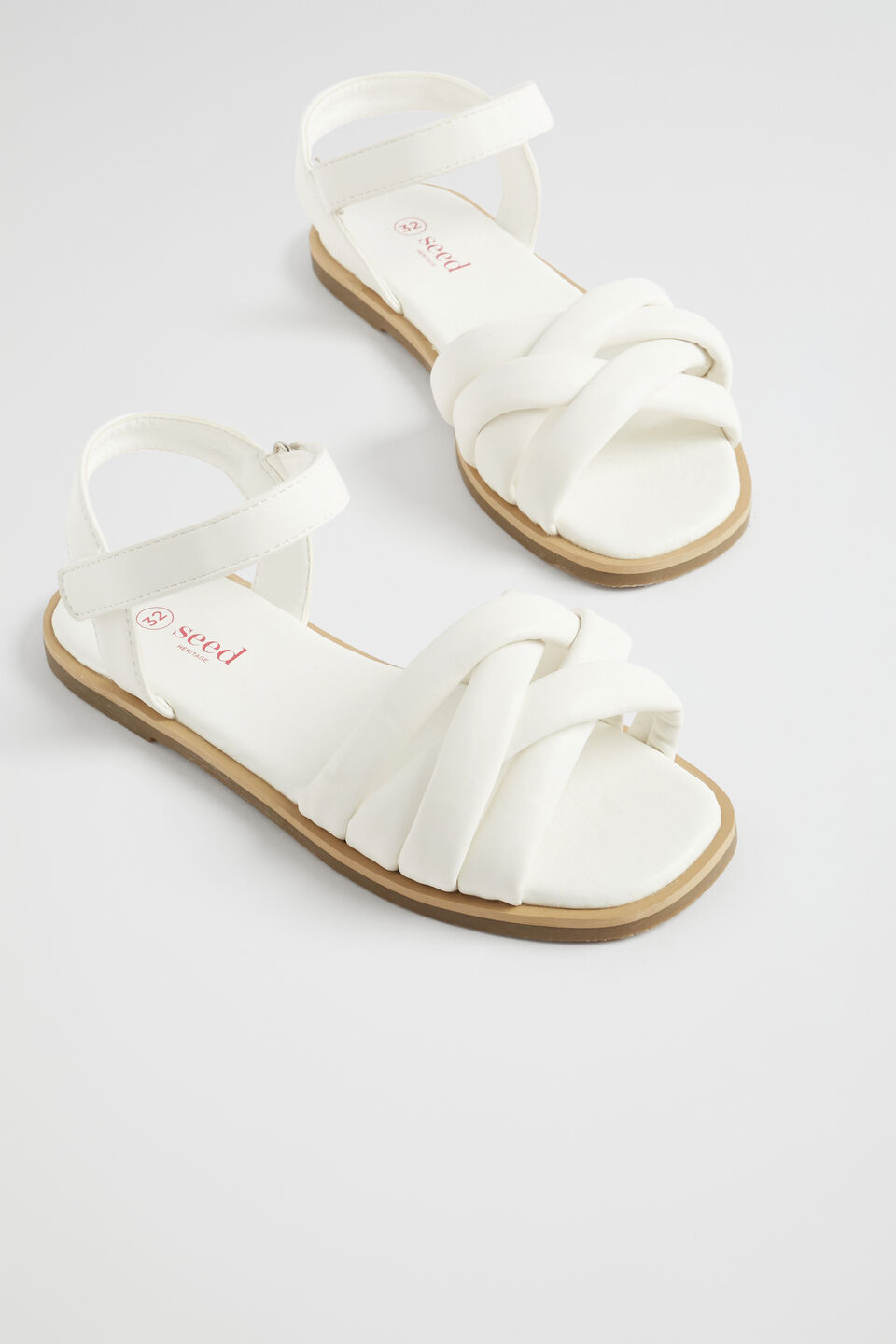 Square Toe Puffy Sandal  White