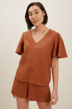 Core Linen Flutter Sleeve Top  Earth Red  hi-res