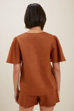 Core Linen Flutter Sleeve Top  Earth Red  hi-res