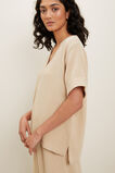 Cheesecloth V Neck Top  Sandstone Beige  hi-res