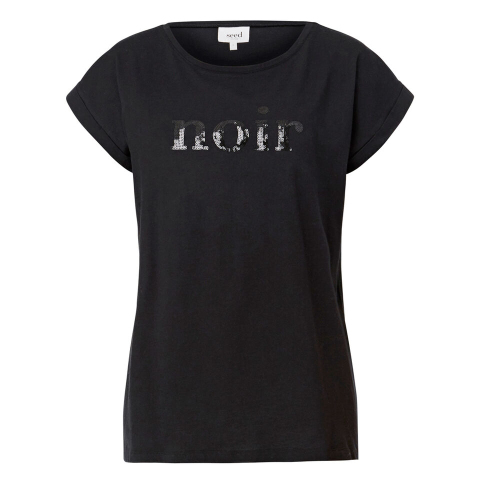 Noir Sequin Slogan Tee  