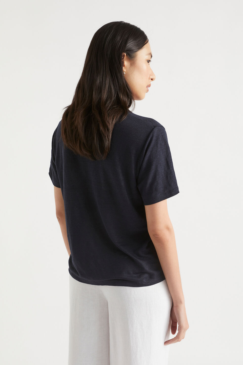 Core Linen Boxy Tee  Deep Navy