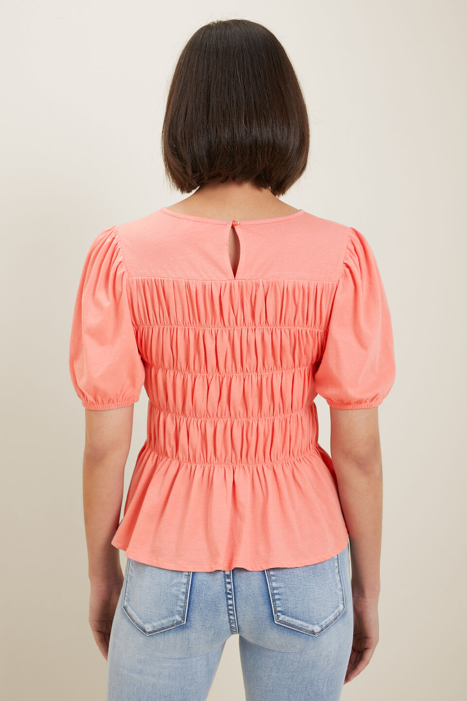 Ruched Bodice Tee  Coral Rose