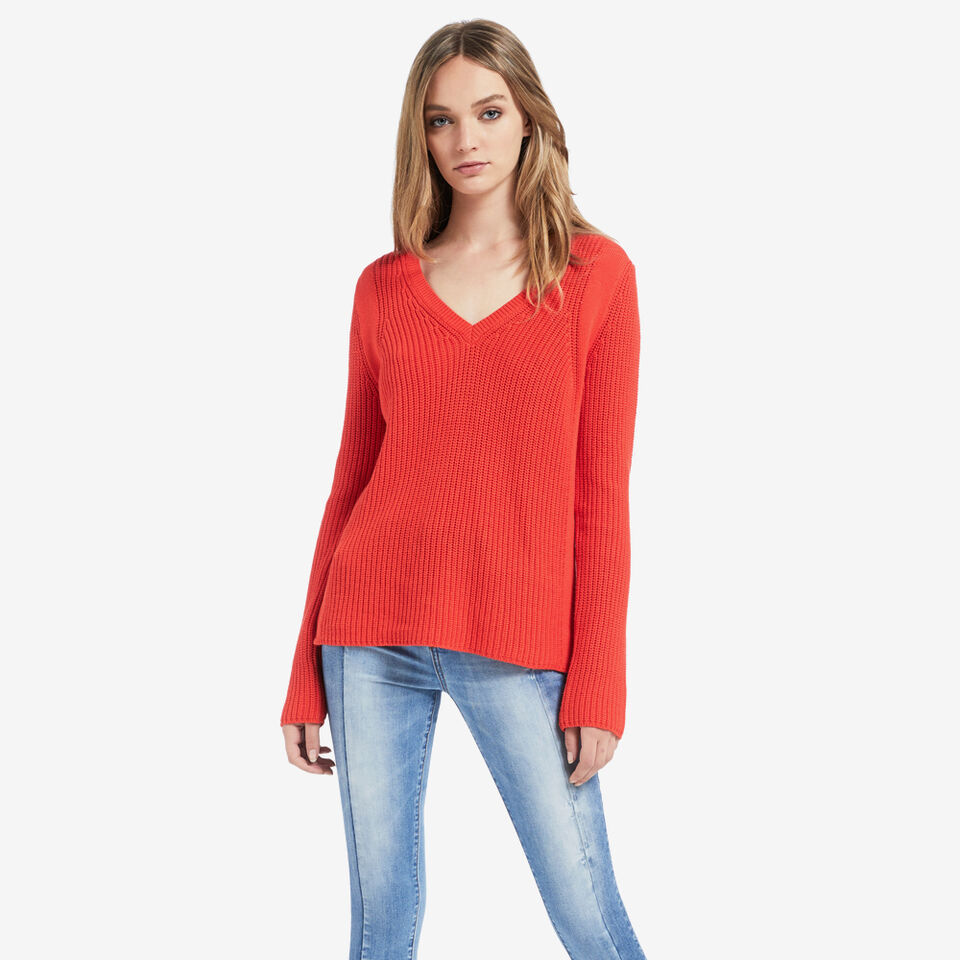 V Neck Shaker Sweater  