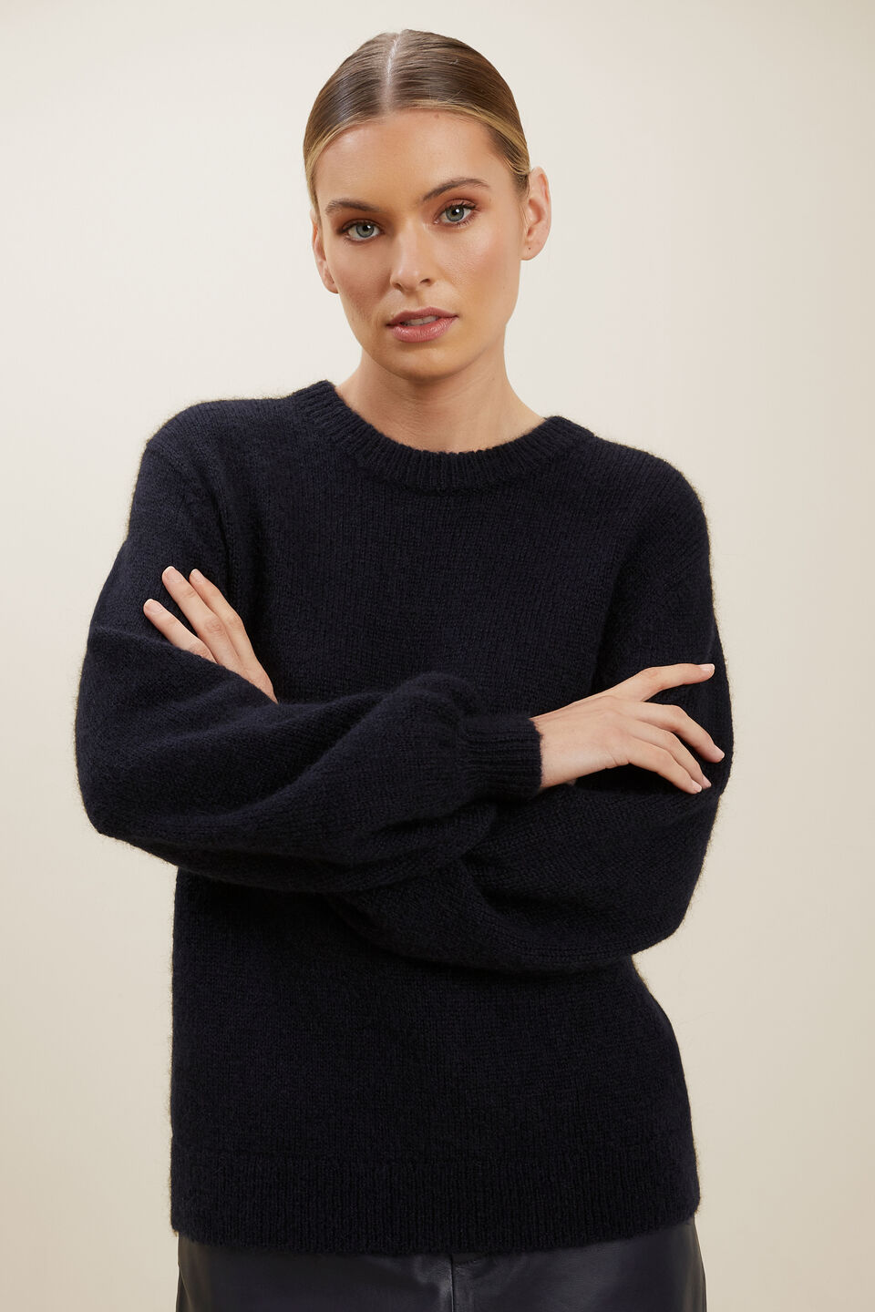 Oversized Knit Sweater  Deep Navy