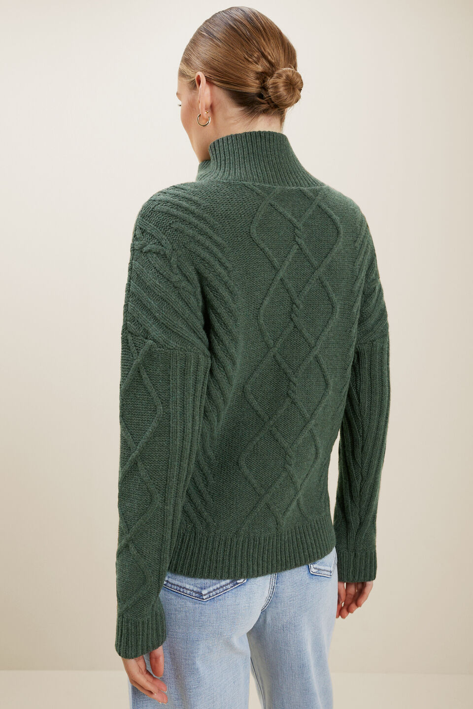 Zip Funnel Neck Sweater  Basil Marle