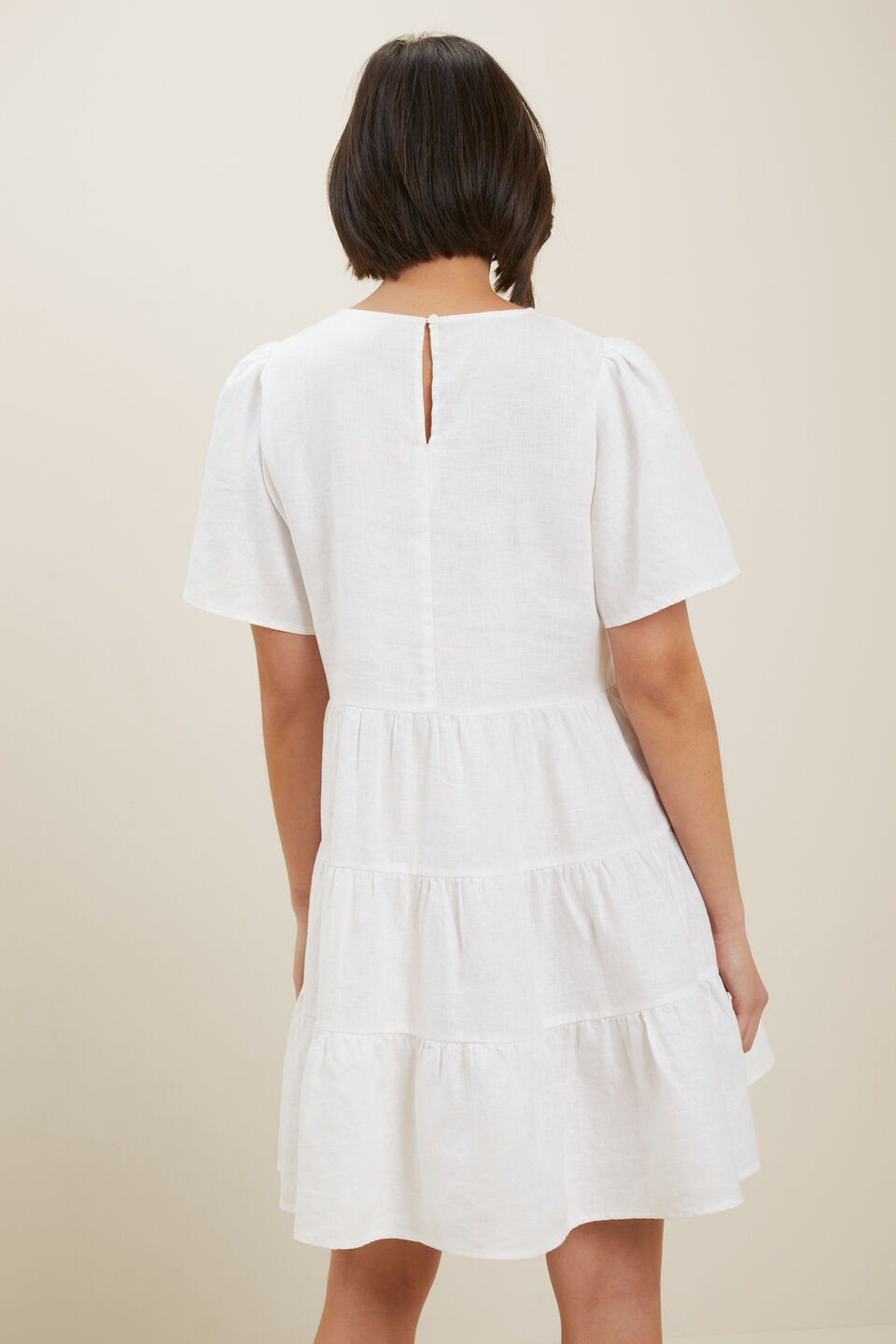 Core Linen Tiered Dress  Whisper White