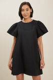 Poplin Flutter Sleeve Dress  Black  hi-res