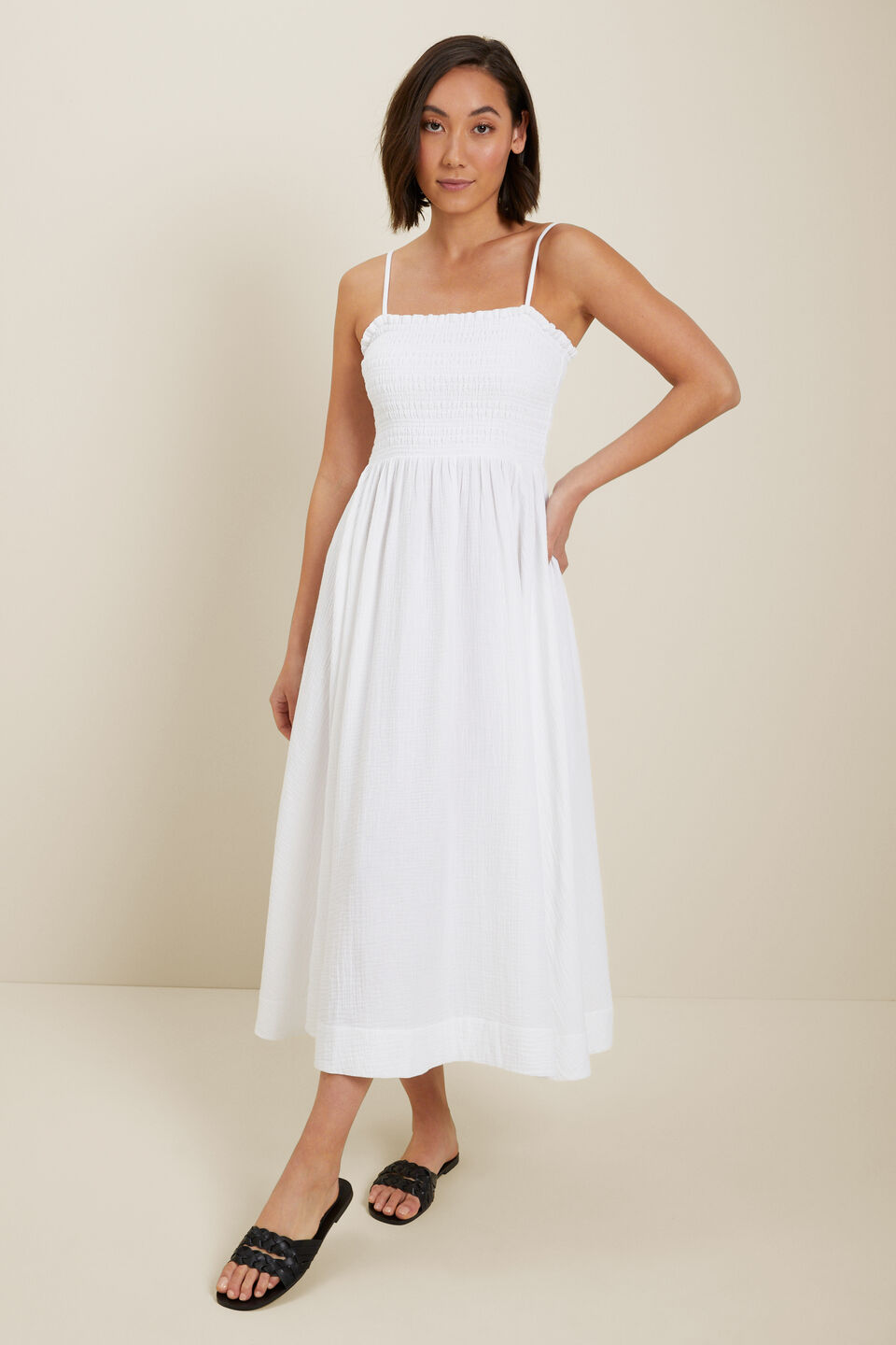 Cheesecloth Midi Dress  Whisper White