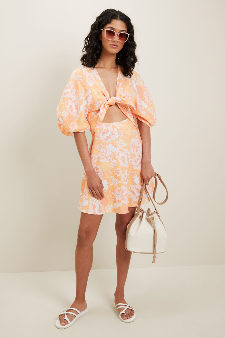 Floral Mini Dress  Cantaloupe Floral