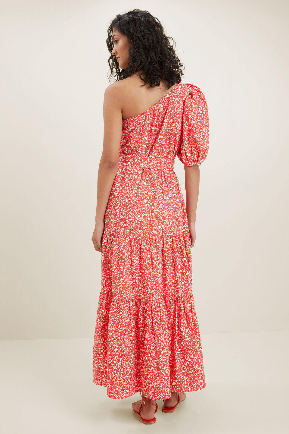 Ditsy One Shoulder Maxi Dress  Chilli Red Ditsy