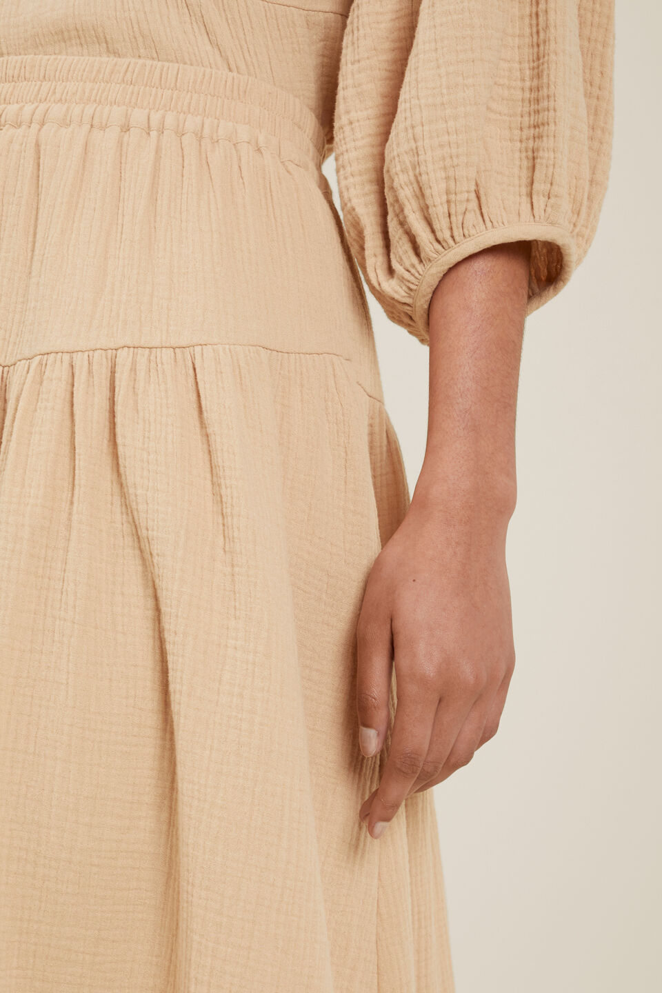 Cheesecloth Midi Skirt  Neutral Sand