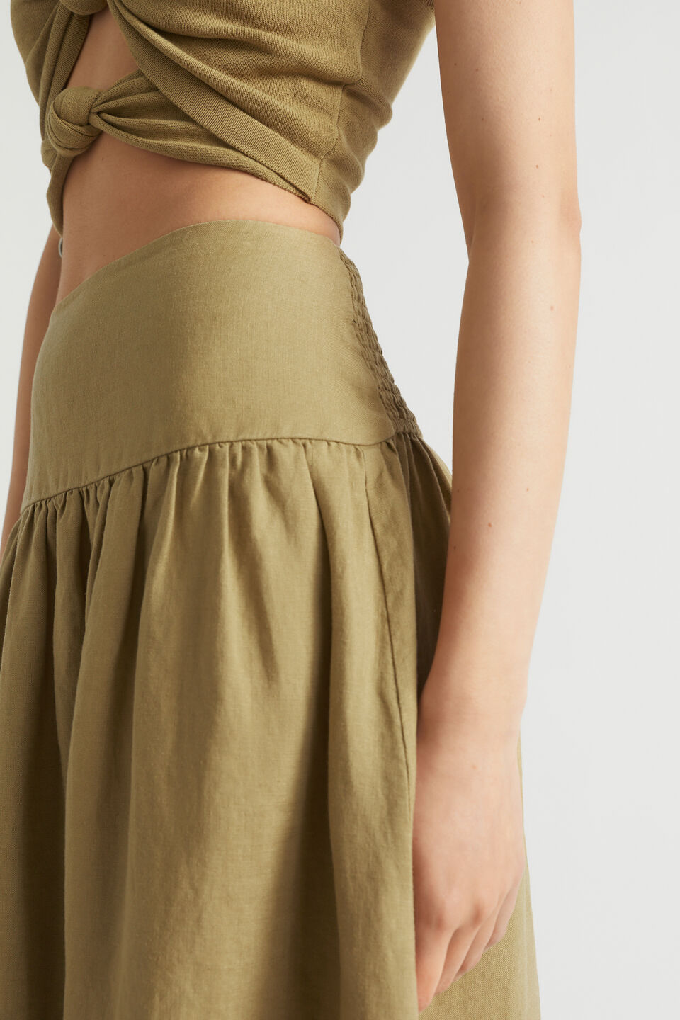Core Linen Gathered Maxi Skirt  Deep Bronze