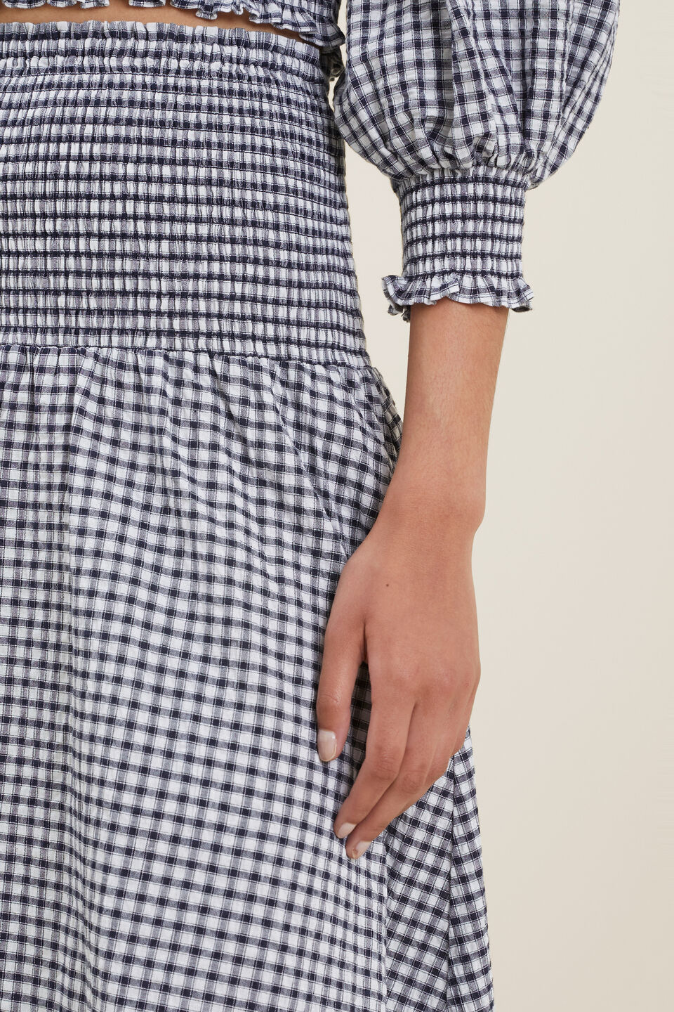 Gingham Midi Skirt  Deep Navy Gingham