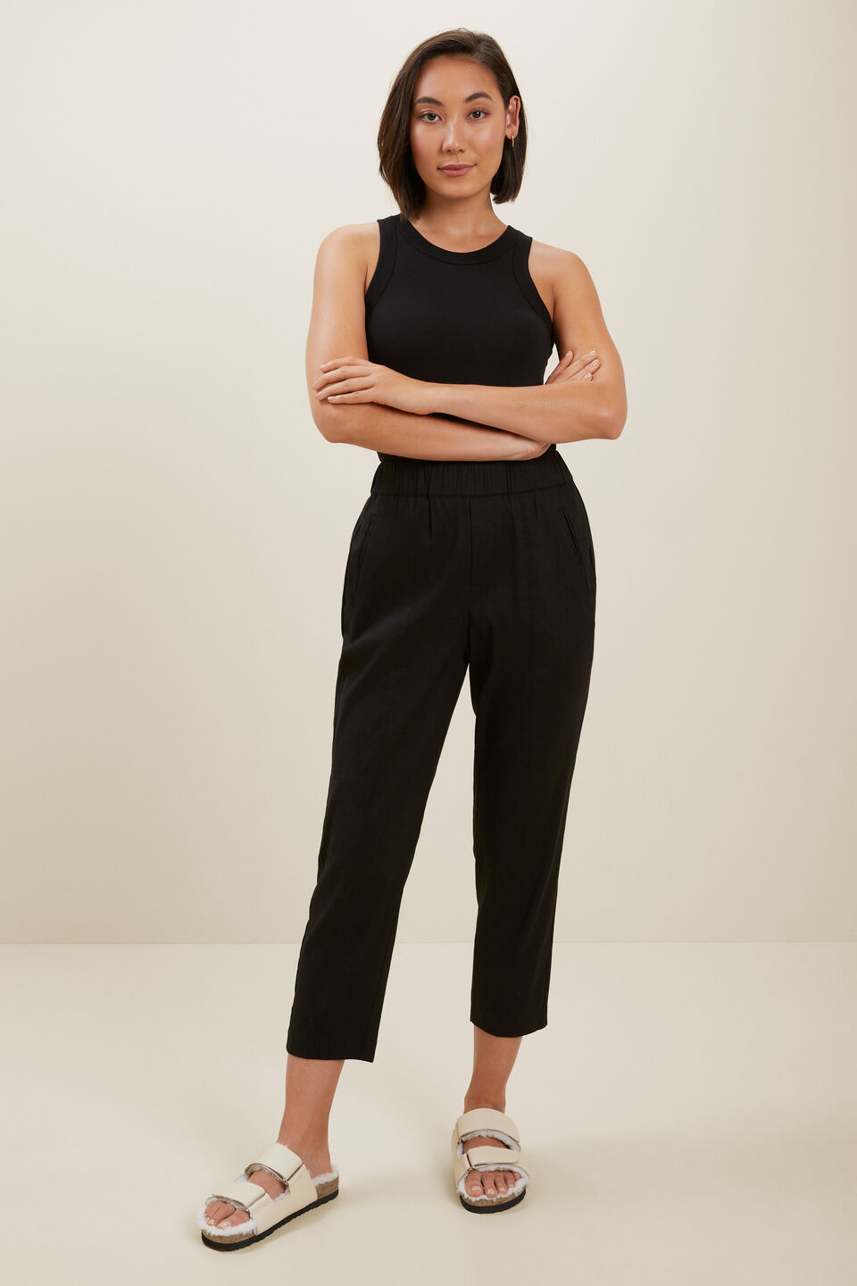 Slim Leg Pull On Pant  Black