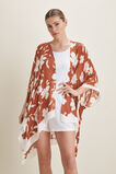 Floral Print Poncho  Earth Red Multi  hi-res