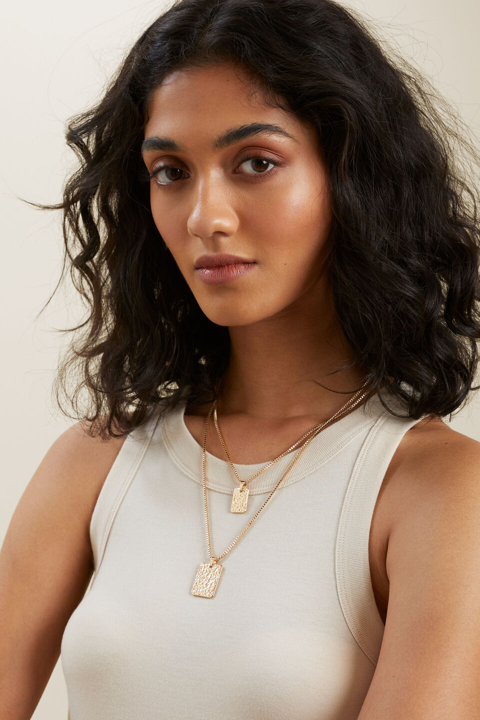 Layered Medallion Necklace  Gold