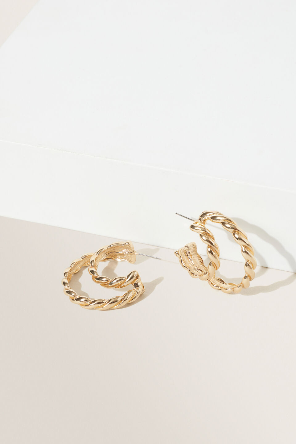Twisted Double Hoops  Gold