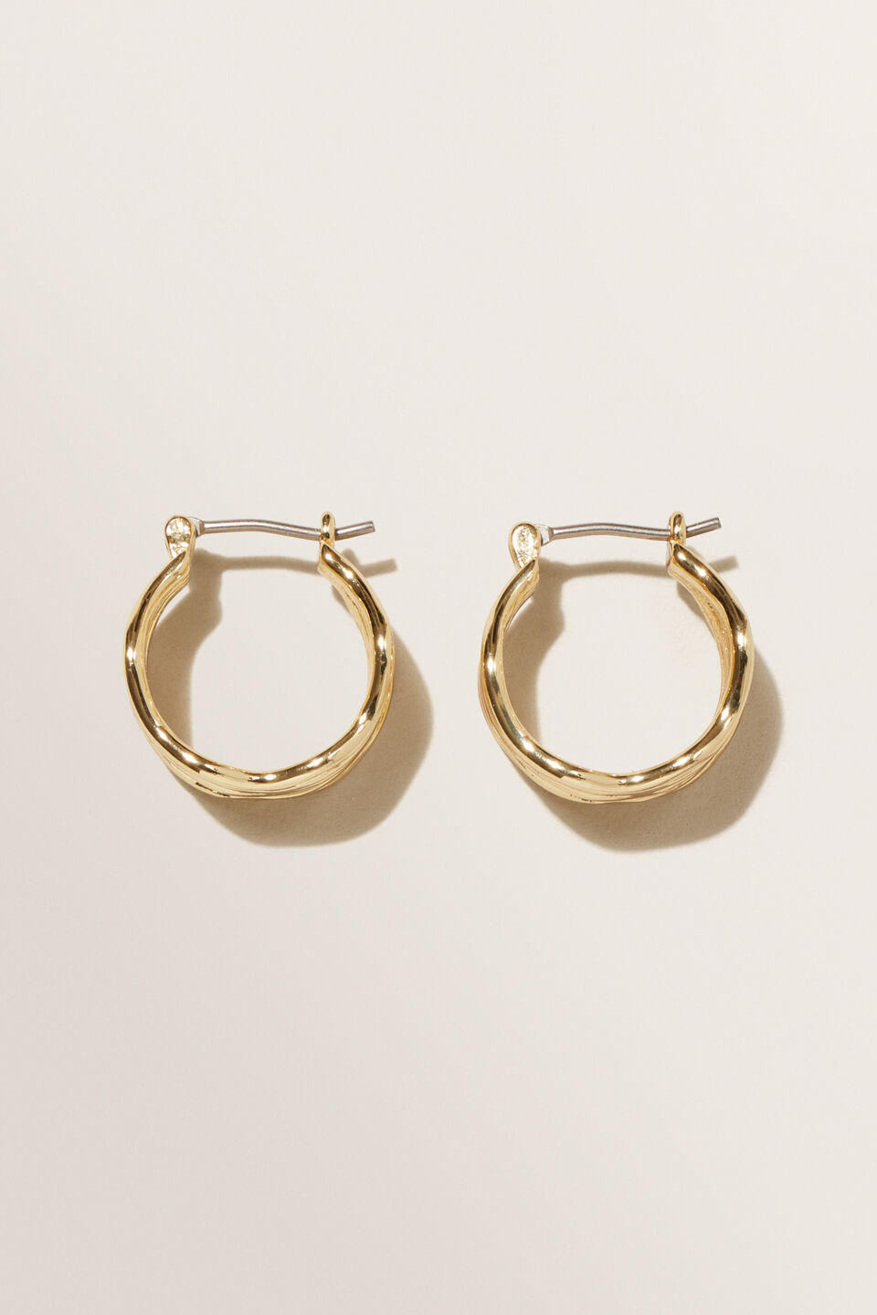Fine Wave Chubby Hoops  Gold