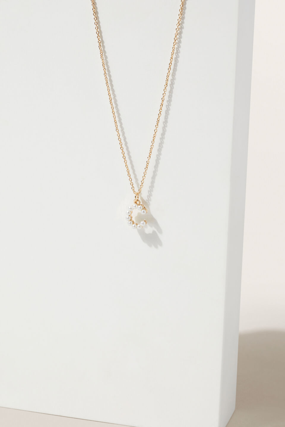 Pearl Initial Necklace  C