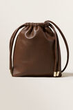 Leather Gathered Sling Bag  Chocolate  hi-res