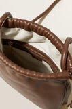 Leather Gathered Sling Bag  Chocolate  hi-res